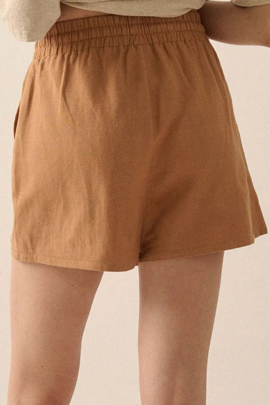 Image of Embroidered Boho Tasseled Drawstring Elastic Waist Casual Shorts | Queeble.shop