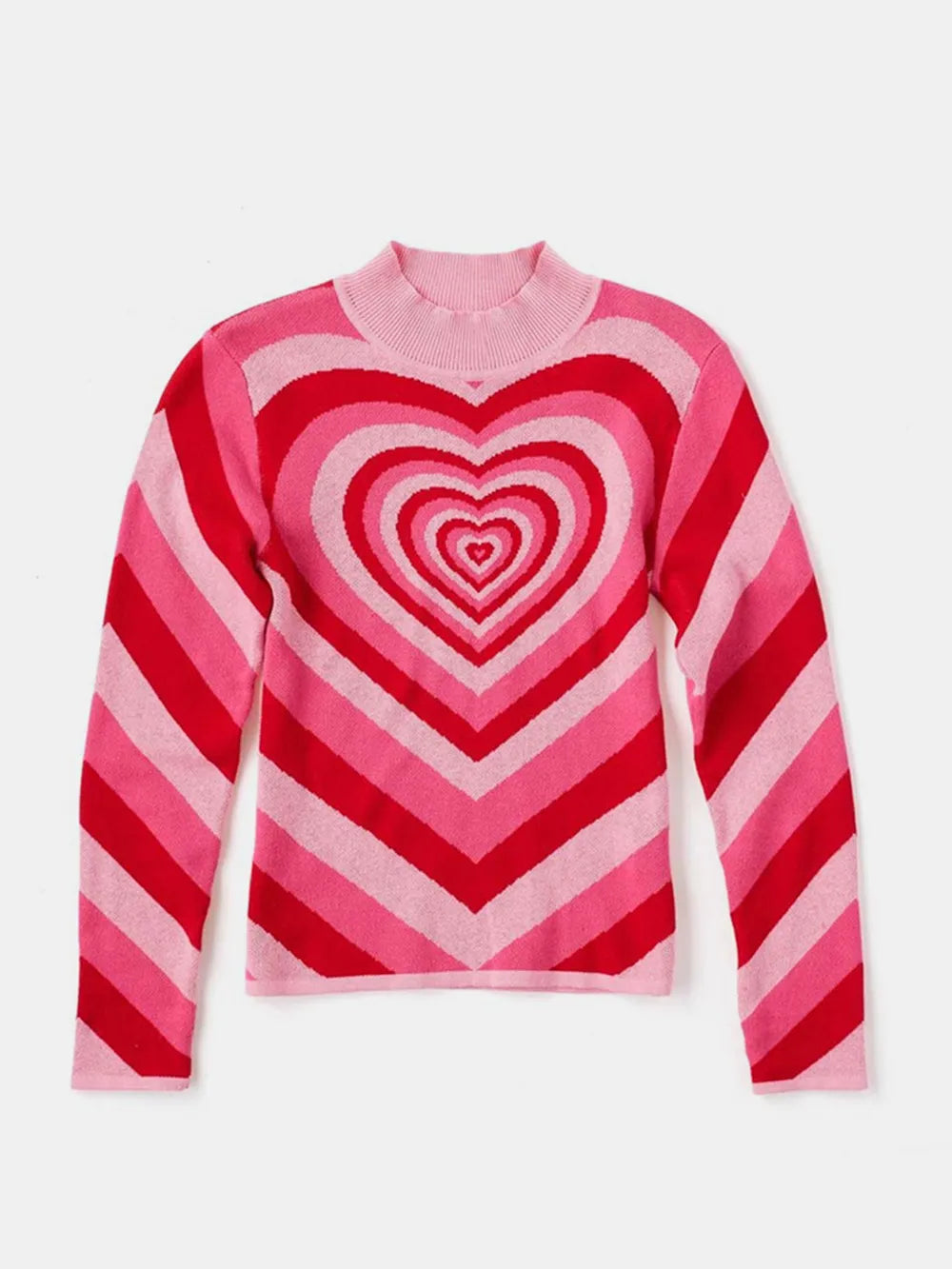 Image of Heart Mock Neck Long Sleeve Sweater | Queeble.shop