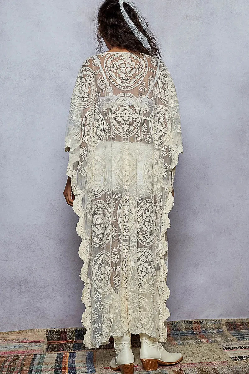 Image of POL Lace Embroidered Beach Cover Up Kaftan | Queeble.shop