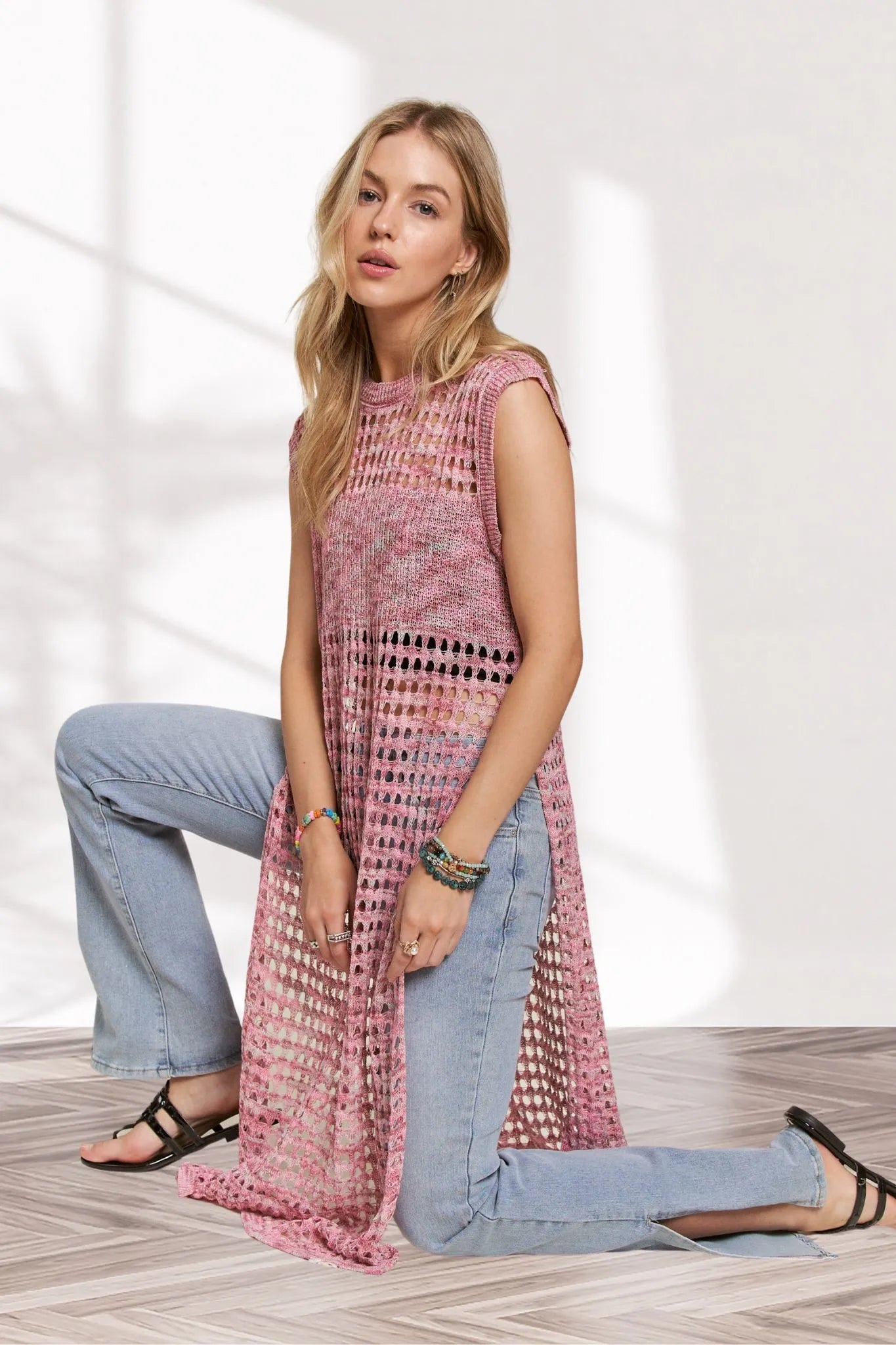 Image of ADORA Multi Color Crochet Tunic Top | Queeble.shop