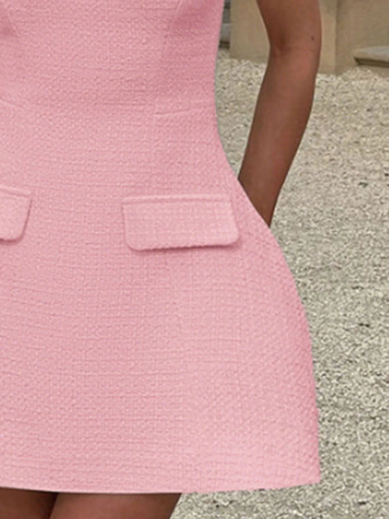Image of Cutout Back Round Neck Cap Sleeve Mini Dress | Queeble.shop