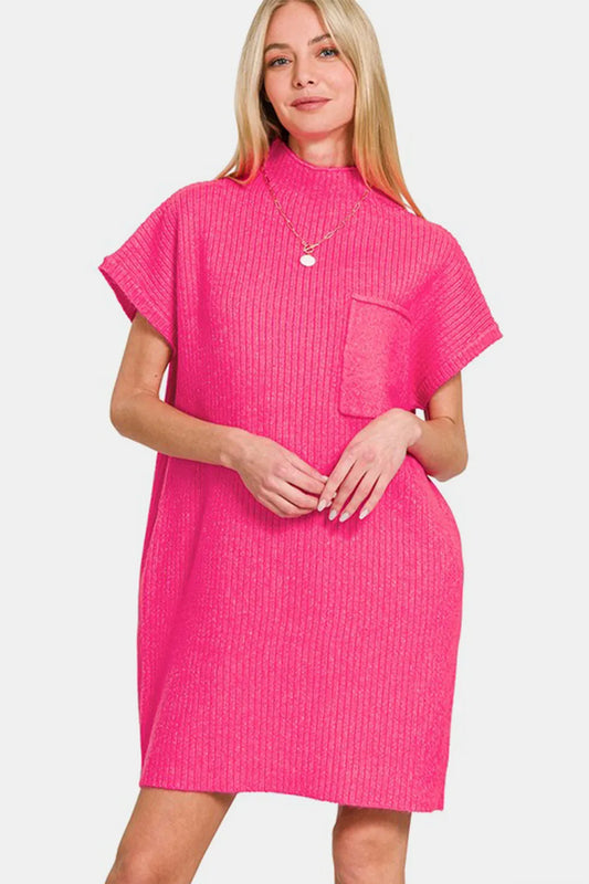 Image of Zenana Short Sleeve Sweater Mini Dress | Queeble.shop