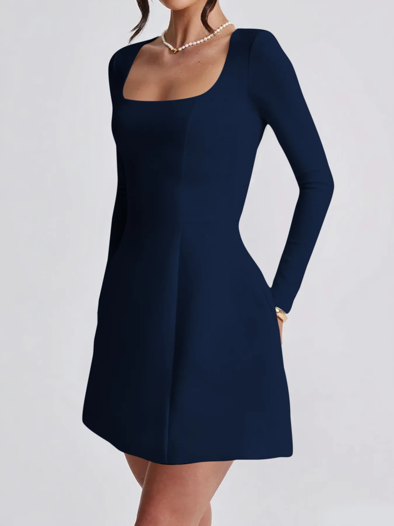 Image of Square Neck Long Sleeve Mini Dress | Queeble.shop