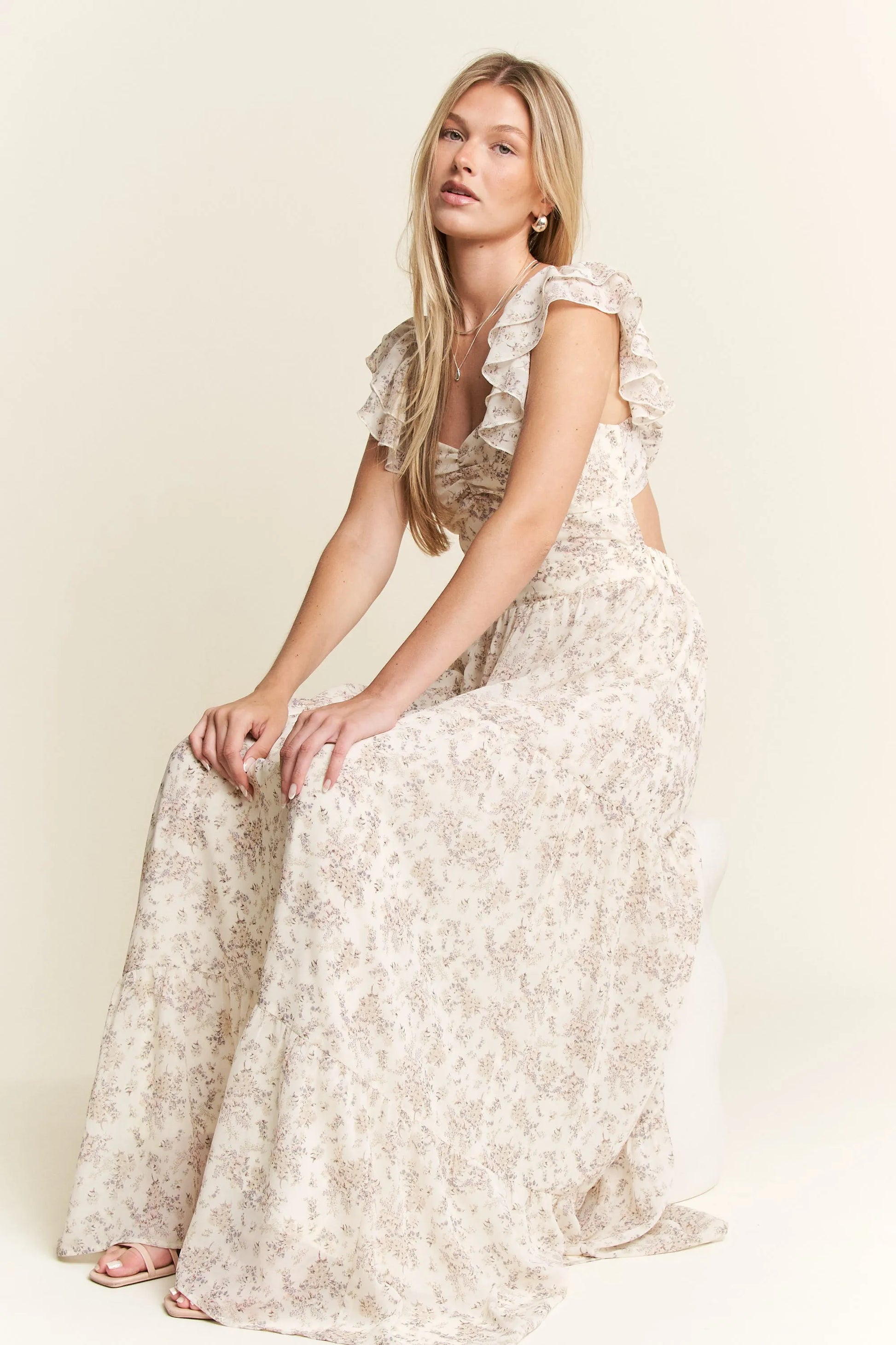 Image of Jade By Jane Full Size Ruffle Sleeve Tiered Maxi Dress Plus Size | Queeble.shop