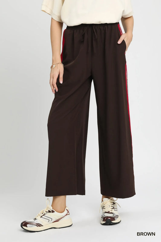 Image of Umgee Wide Leg Pants with Contrast Side Trim | Queeble.shop