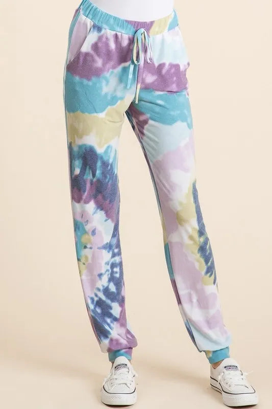 Image of BiBi Tie Dye French Terry Casual Pants | Queeble.shop