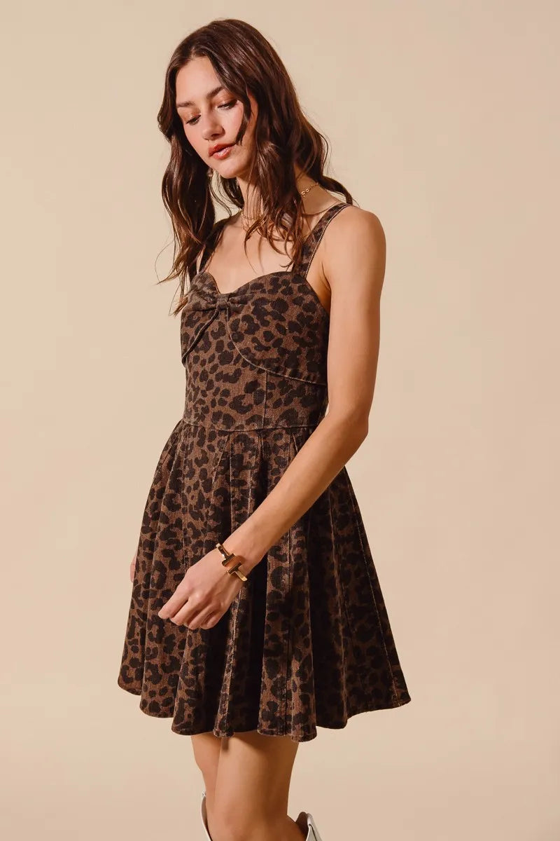 Image of SO ME Mineral Washed Leopard Flare Cami Dress | Queeble.shop