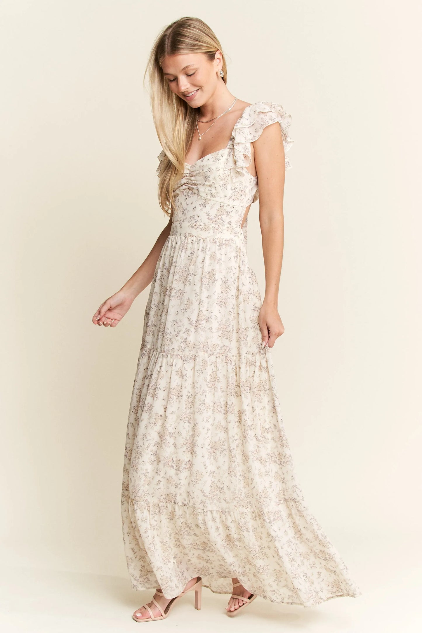 Image of Jade By Jane Full Size Ruffle Sleeve Tiered Maxi Dress Plus Size | Queeble.shop