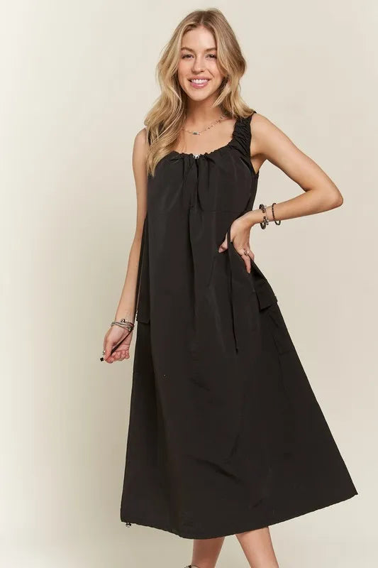 Image of ADORA Drawstring Slit Back Cargo Dress | Queeble.shop