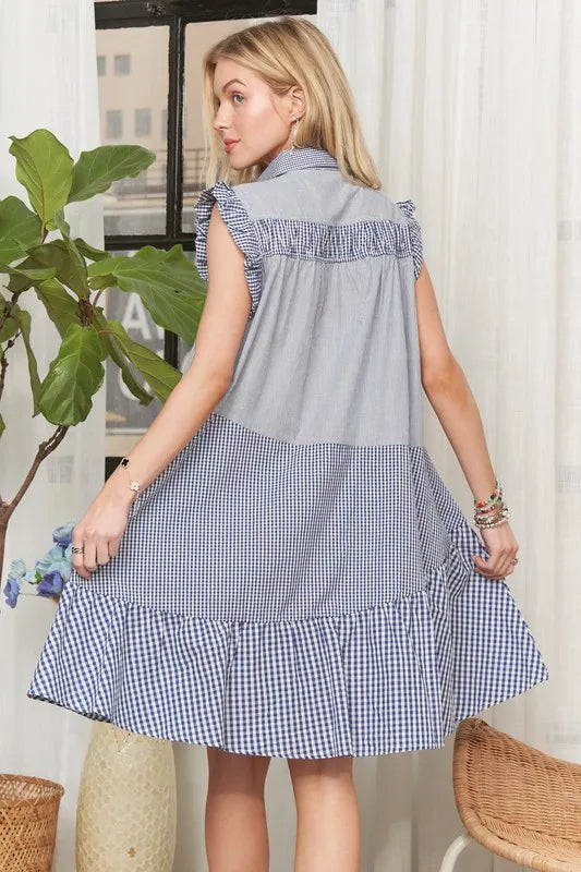 Image of ADORA Button Down Textured Babydoll Dress | Queeble.shop