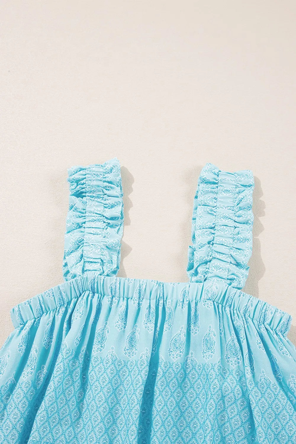 Image of Printed Ruffled Wide Straps Tank | Queeble.shop