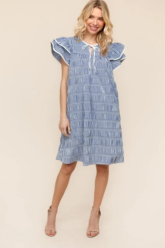 Image of Haptics Double Ruffle Sleeve Dress with Side Pockets | Queeble.shop