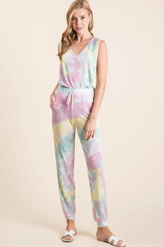 Image of BiBi Tie Dye French Terry Casual Pants | Queeble.shop