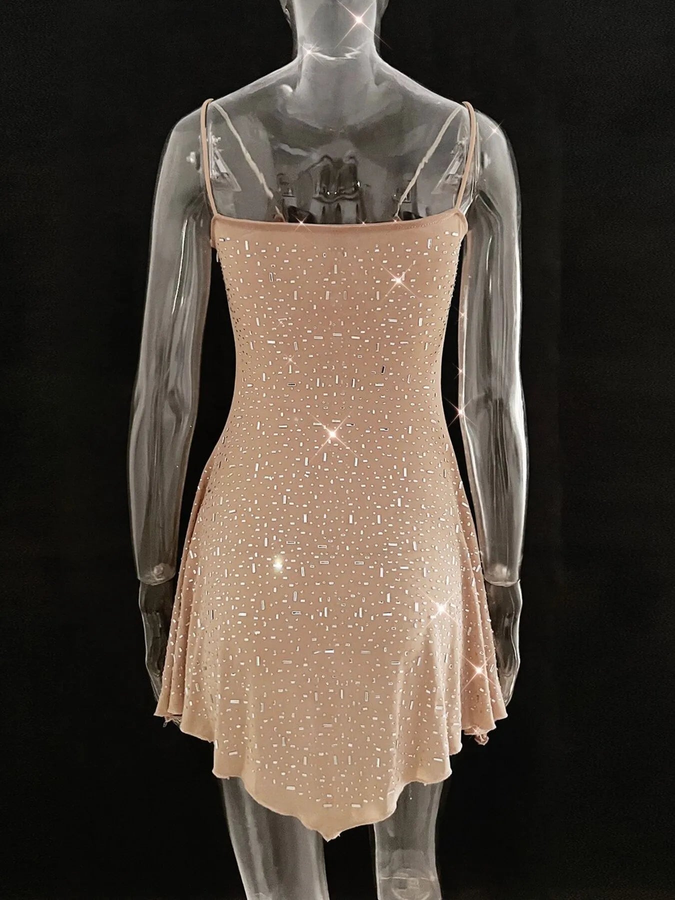 Image of Rhinestone Decor Mini Cami Dress | Queeble.shop