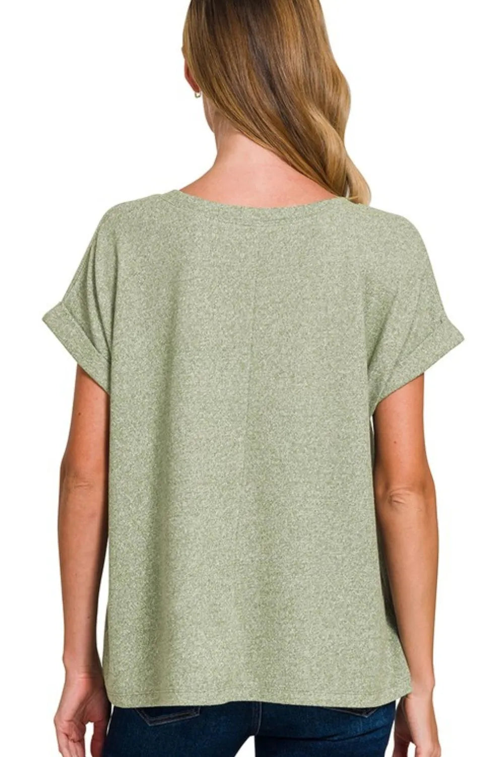 Image of Zenana Soft Melange Hacci V-neck Tee | Queeble.shop