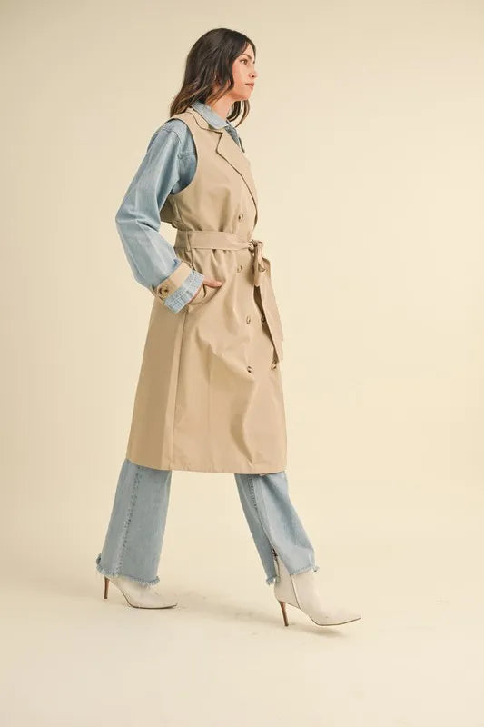 Image of MABLE Layered Look Trench Coat With Denim Jacket | Queeble.shop