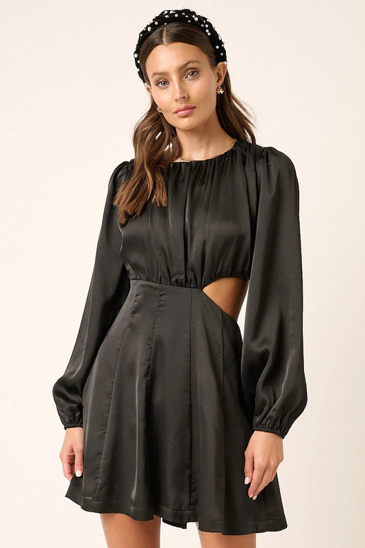 Image of Mittoshop Satin Side Cutout Detail Mini Dress | Queeble.shop