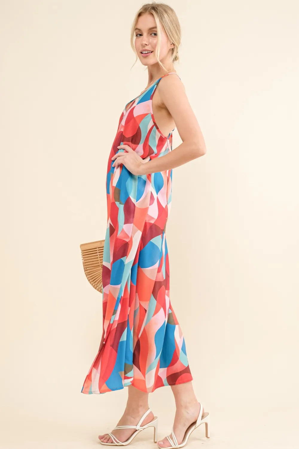Image of And the Why Printed Crisscross Back Cami Dress | Queeble.shop