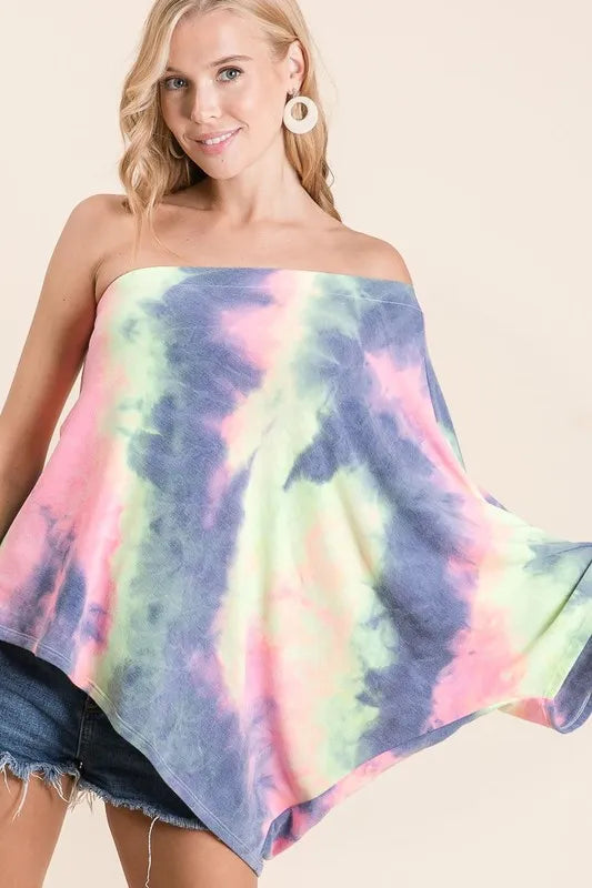 Image of BiBi Tie Dye French Terry One Shoulder Top with Dolman | Queeble.shop