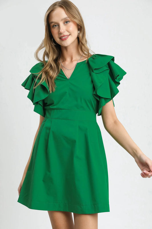 Image of Umgee Double Ruffle Sleeve Fit and Flare Dress | Queeble.shop