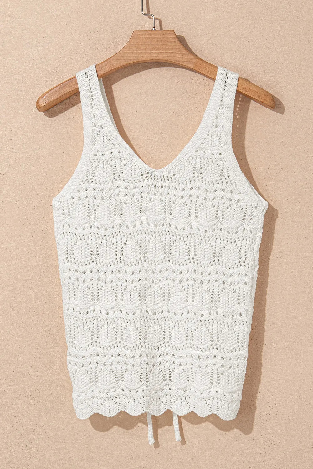 Image of Hollowed Knit V Neck Drawstring Sweater Vest | Queeble.shop