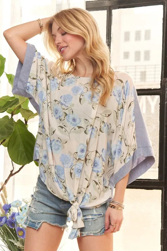 Image of ADORA Tie Floral Tunic Top | Queeble.shop