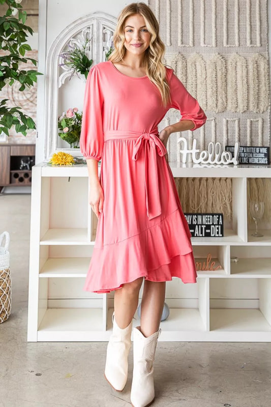 Image of Reborn J Tie Front Ruffle Hem Dress | Queeble.shop