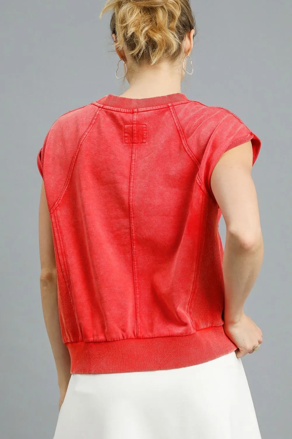 Image of Umgee Round Neck Cap Sleeve Sweatshirt | Queeble.shop