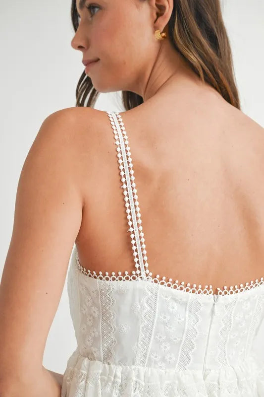 Image of MABLE Eyelet Lace Babydoll Mini Cami Dress | Queeble.shop