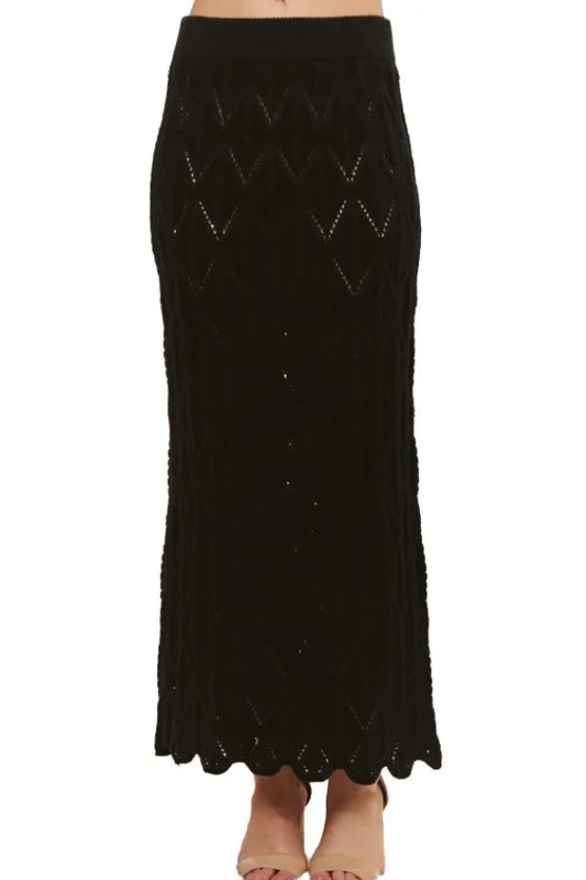 Image of ADORA Scallop Trim Detail Knit Skirt | Queeble.shop