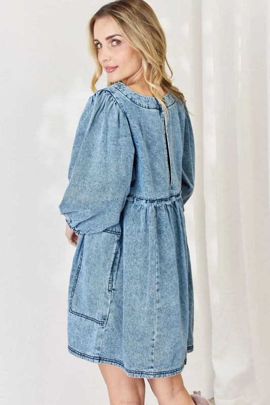 Image of HEYSON Full Size Oversized Denim Babydoll Dress | Queeble.shop