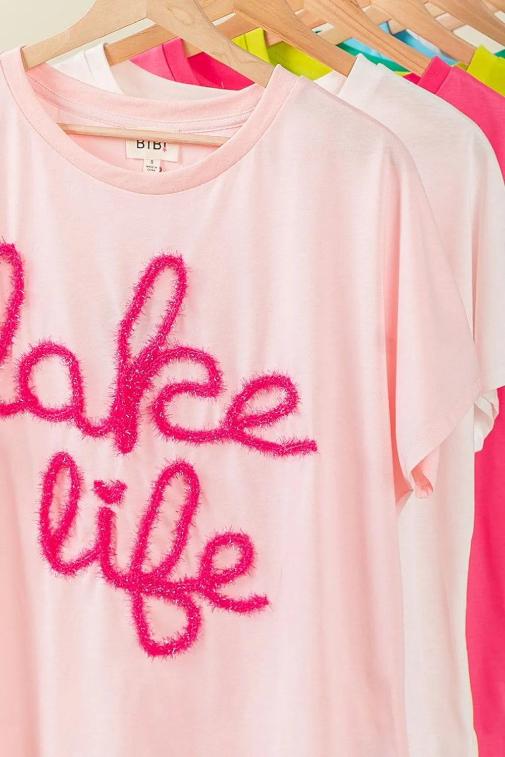 Image of BiBi Metallic Letter Short Dolman Sleeve Top | Queeble.shop