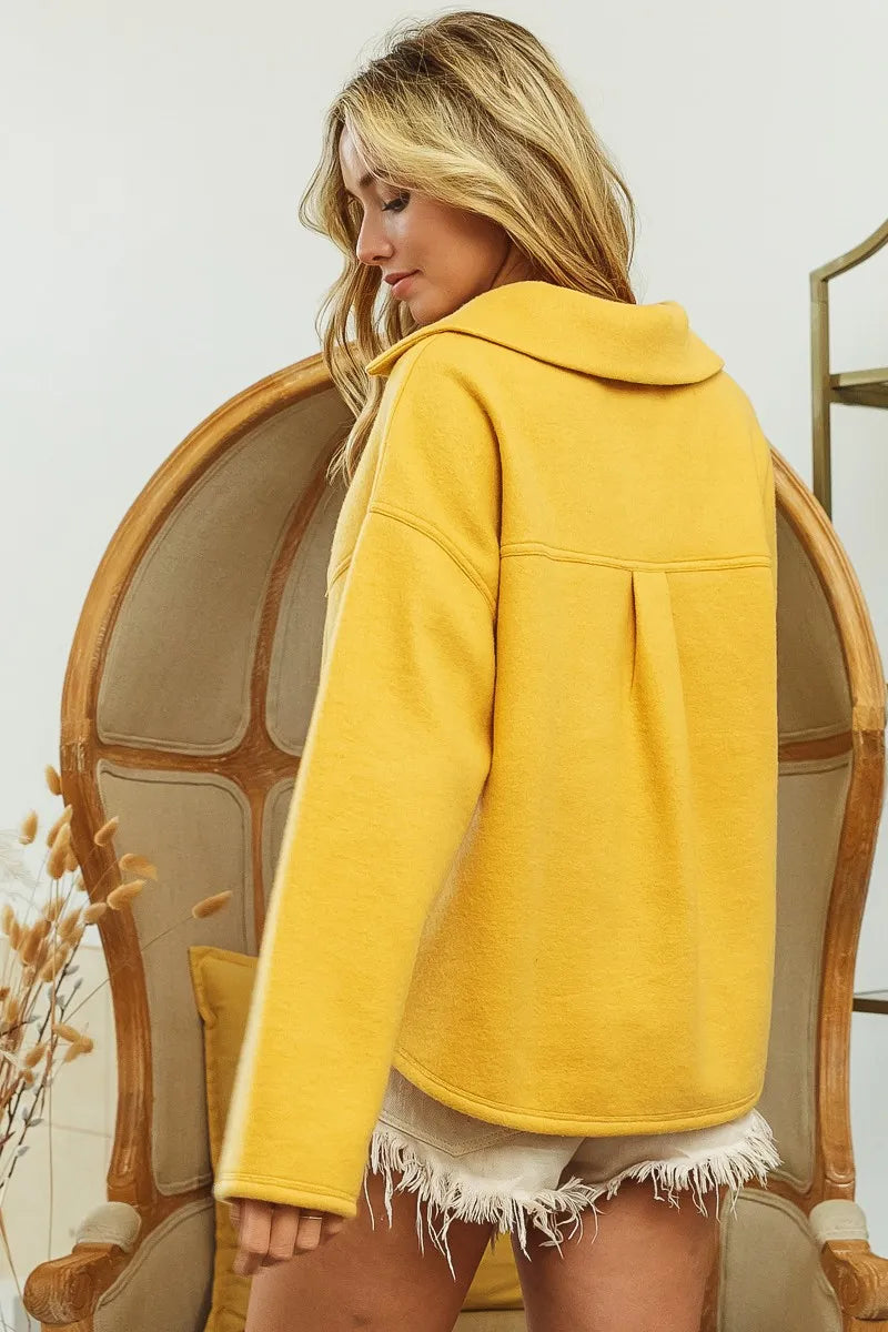 Image of BiBi Flap Pockets Fleece Collared Sweatshirt | Queeble.shop