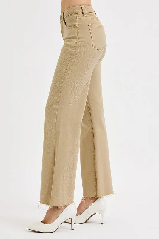 Image of RISEN Full Size Raw Hem Wide Leg Jeans Plus Size | Queeble.shop