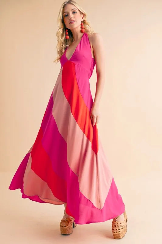 Image of Aemi+Co Color Block Sleeveless Maxi Dress | Queeble.shop
