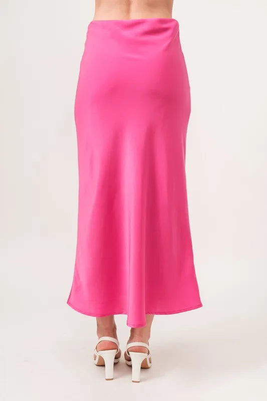 Image of And The Why Solid Satin Midi Skirt | Queeble.shop