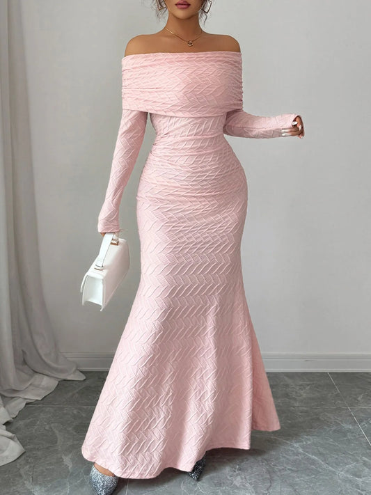 Image of Off Shoulder Mermaid Maxi Dress | Queeble.shop