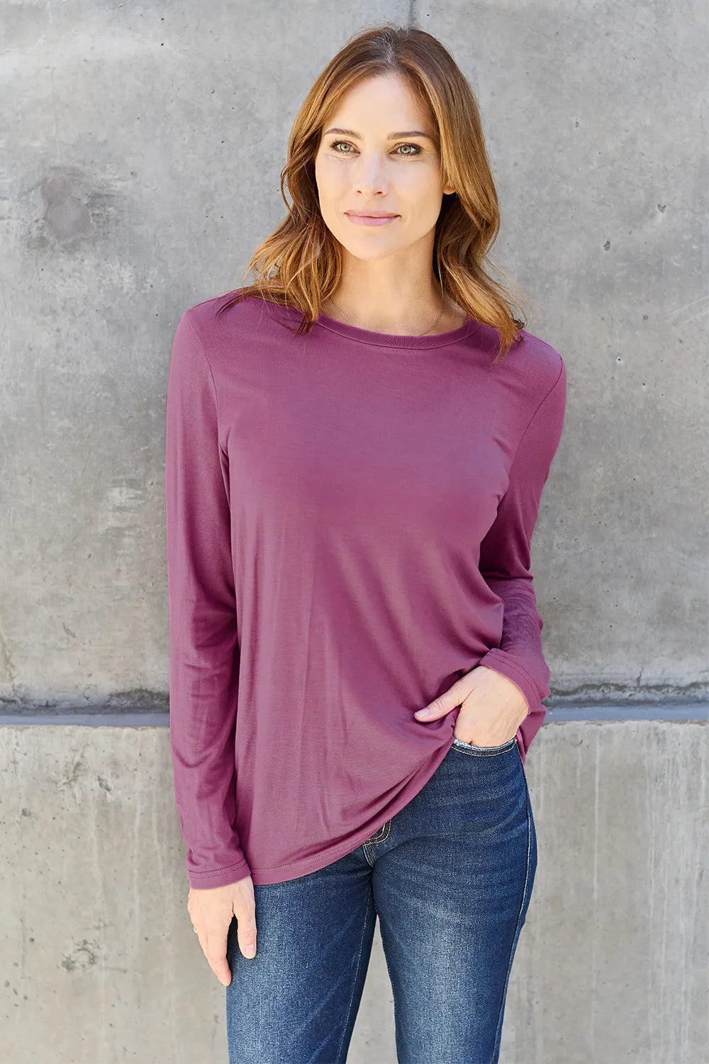 Image of Basic Bae Full Size Round Neck Long Sleeve Top | Queeble.shop