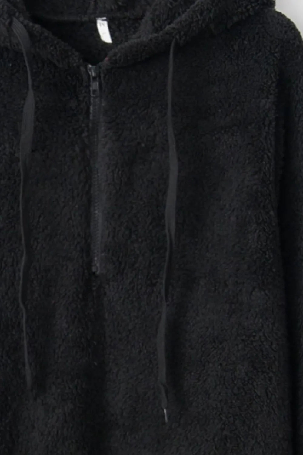 Image of Full Size Quarter-Zip Drawstring Teddy Hoodie | Queeble.shop