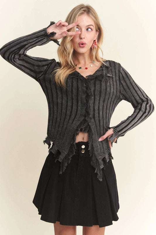 Image of ADORA Distressed Edge Washed Sweater | Queeble.shop
