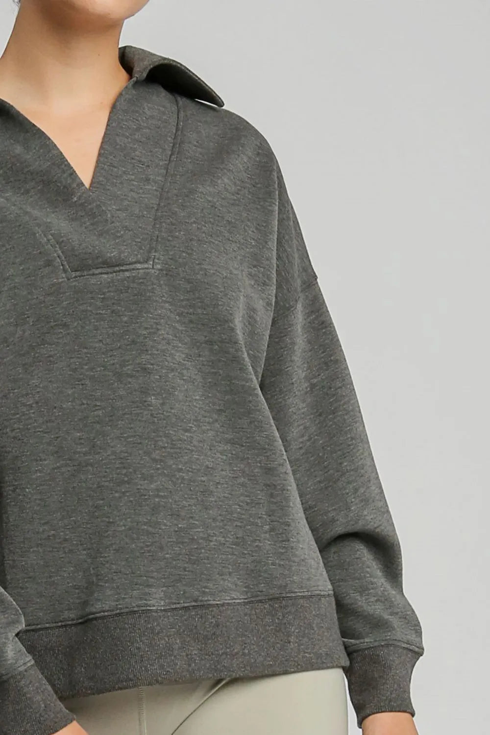 Image of Umgee Johnny Collar Dropped Shoulder Sweatshirt | Queeble.shop