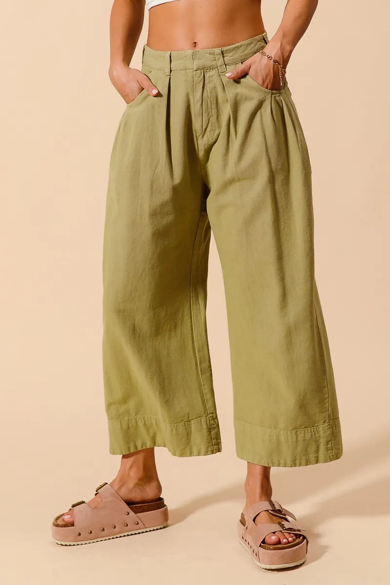 Image of SO ME Mid Rise Wide Leg Chino Pants With Pockets | Queeble.shop