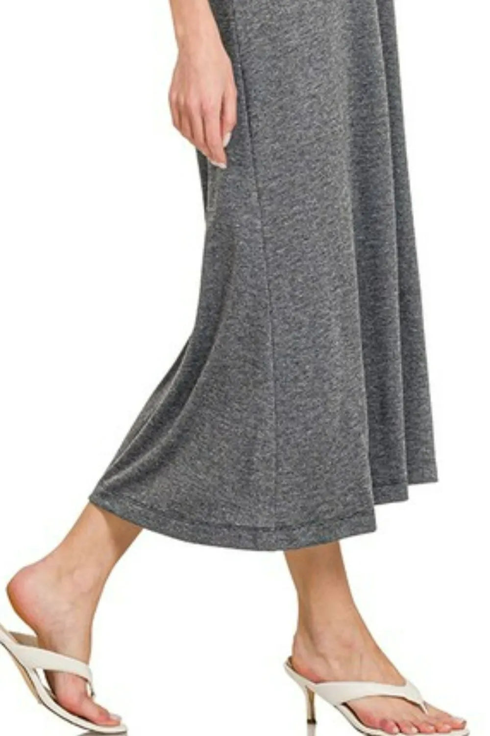 Image of Zenana French Terry Twisted Strap Midi Dress | Queeble.shop