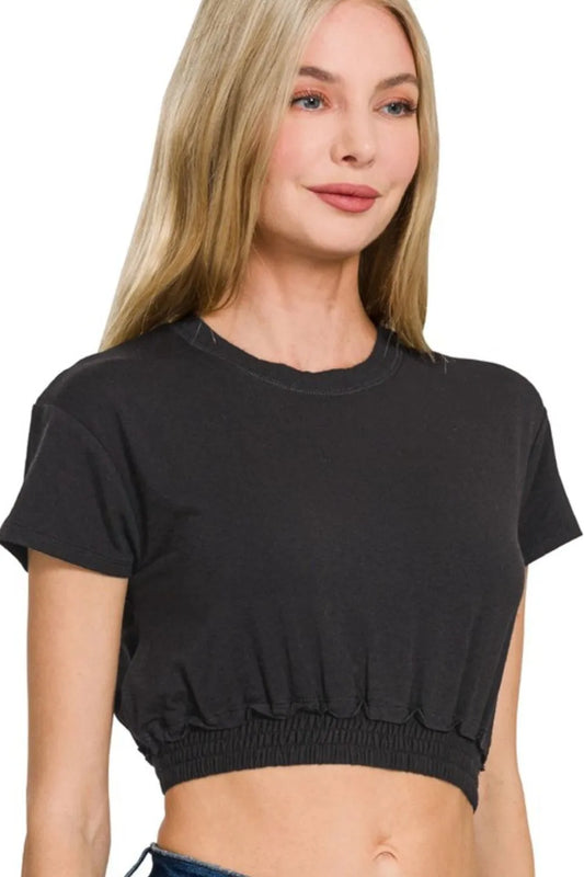 Image of Zenana Elastic Hem Crop Top | Queeble.shop