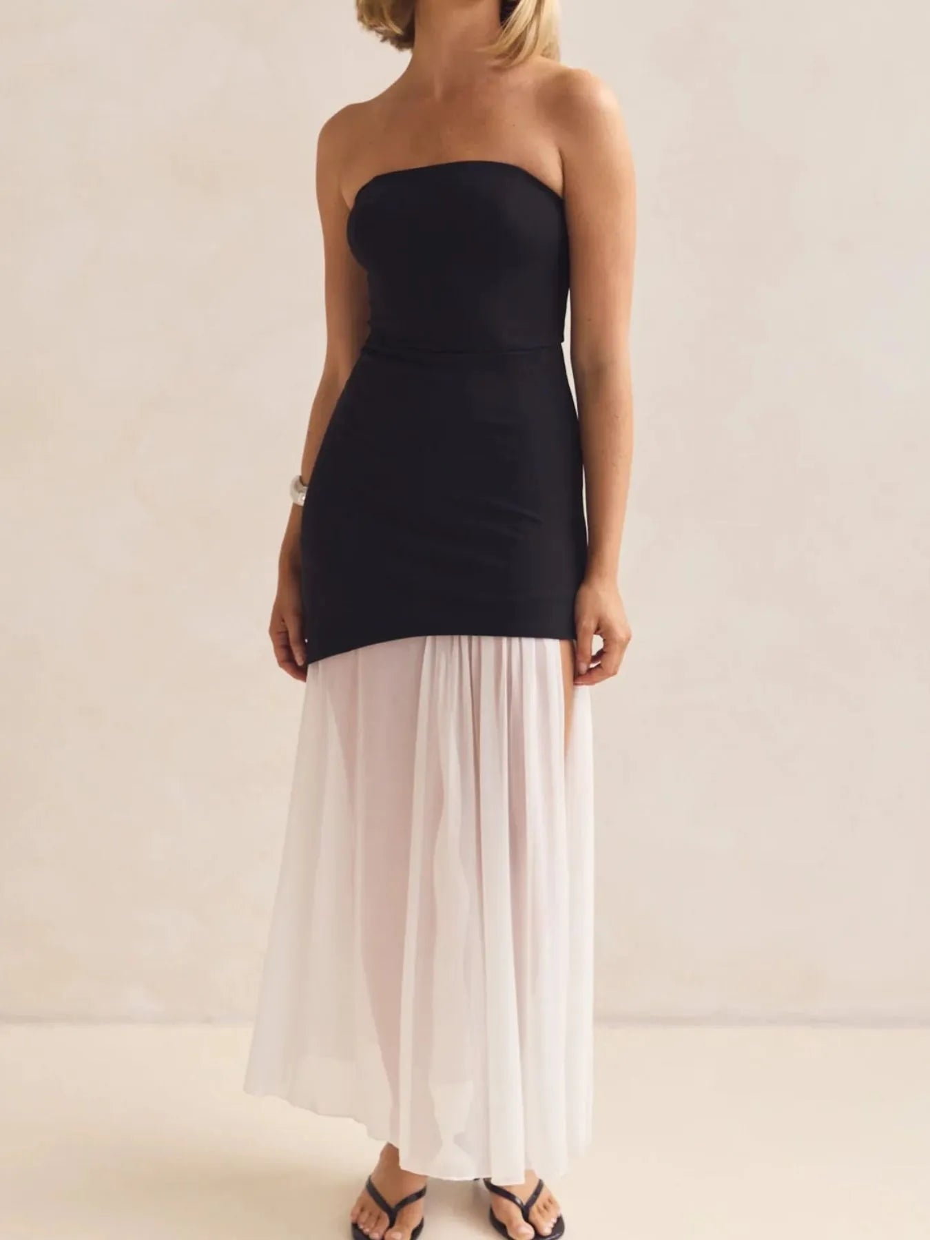 Image of Layered Slit Tube Maxi Dress | Queeble.shop