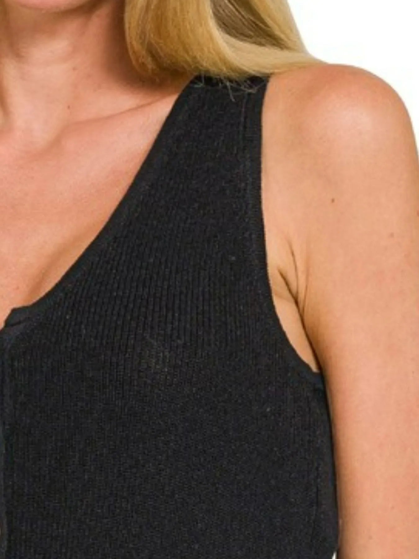 Image of Zenana Button-up Cropped Sweater Vest | Queeble.shop