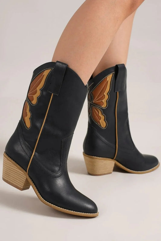 Image of Beast Fashion Butterfly Cut Detail Point Toe Boots | Queeble.shop