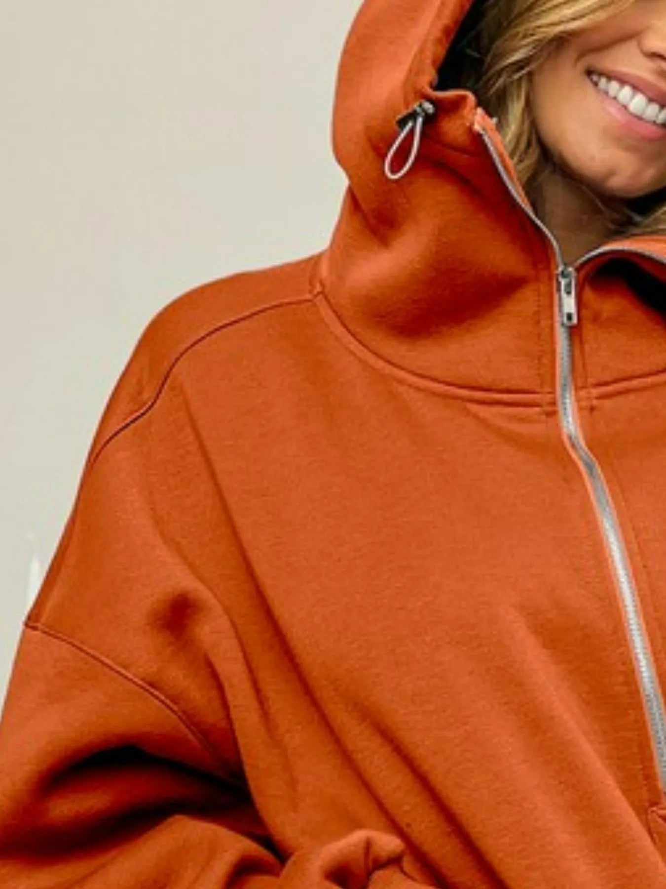 Image of BiBi Half Zip Vintage Washed Fleece Hoodie | Queeble.shop