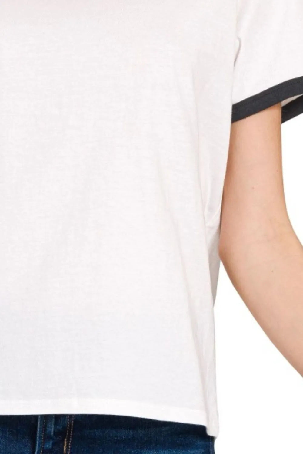 Image of Zenana Contrast Binding Short Sleeve Tee Shirts | Queeble.shop