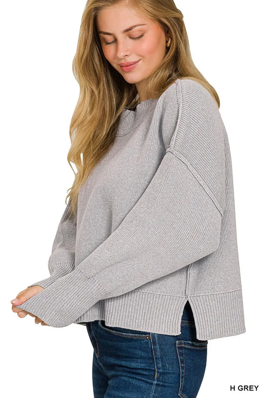 Image of Zenana Wide Neck Band Drop Shoulder Sweater | Queeble.shop